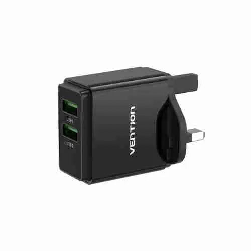 Vention Two-Port USB Wall Charger 18W/20W Black