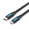Vention USB 2.0 A to 2-in-1 Micro-B & USB-C Cable 1.5M Black PVC