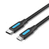 Vention USB 2.0 A to 2-in-1 Micro-B & USB-C Cable 1.5M Black PVC