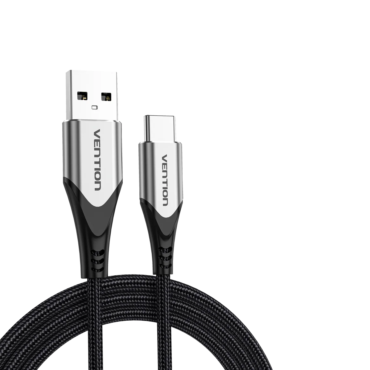 Vention Cotton Braided USB 2.0 A Male to C Male 3A Cable 2M Gray Aluminum Alloy